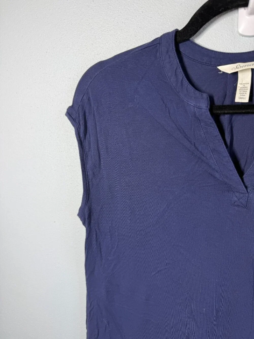 Soma Pajama Top Womens Small Navy Blue Sleepwear Lounge Soft Cap Sleeve Tee
